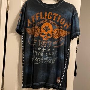 Affliction Men's Blue Graphic T-Shirt